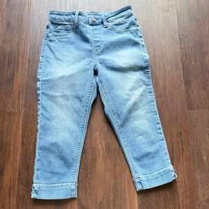 Laurie Felt Silky Denim Pedal Pusher Pull On Capri Jeans Light Wash XXS